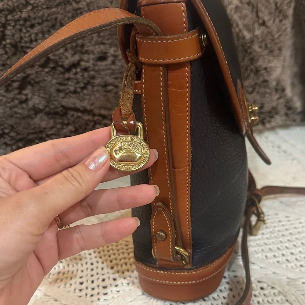 Dooney & Bourke Black and Brown Leather Satchel